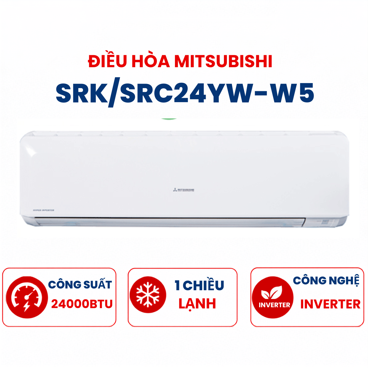Điều hòa Mitsubishi Heavy 1 chiều 24000BTU inverter SRK/SRC24YXS-W5
