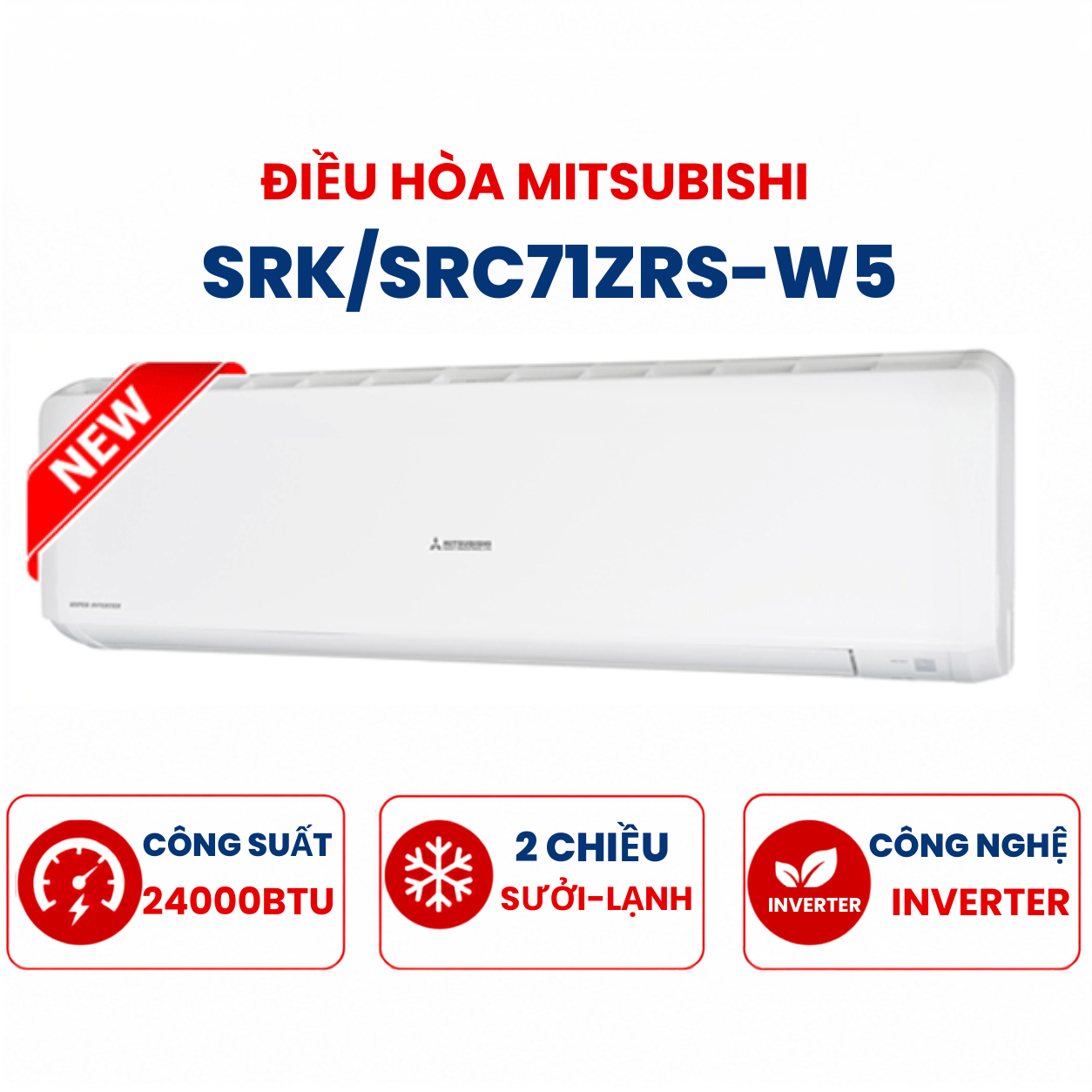 Điều hòa Mitsubishi Heavy 2 chiều 24000BTU inverter SRK/SRC71ZRS-W5