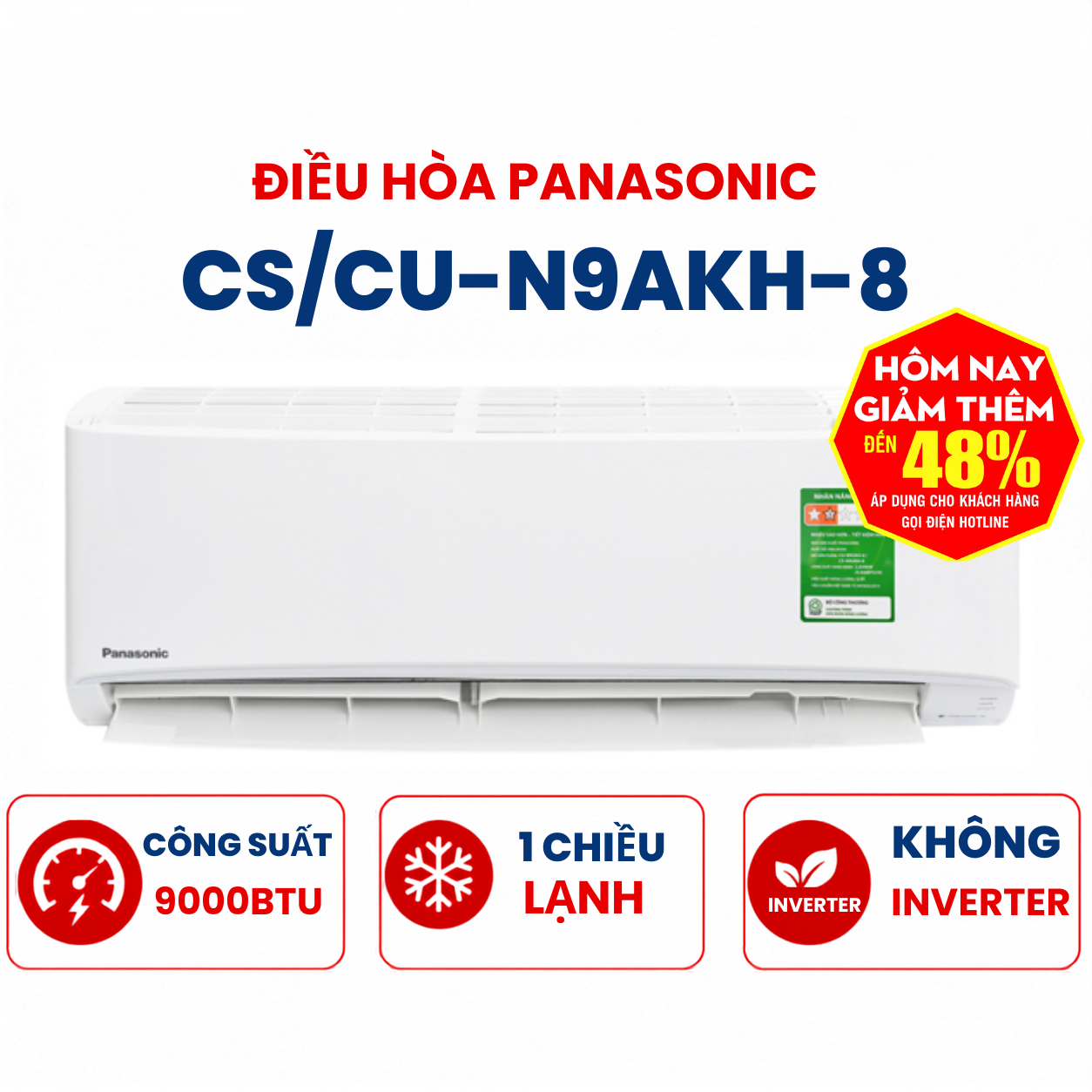 Điều hòa Panasonic 1 chiều 9000BTU CS/CU-N9AKH-8