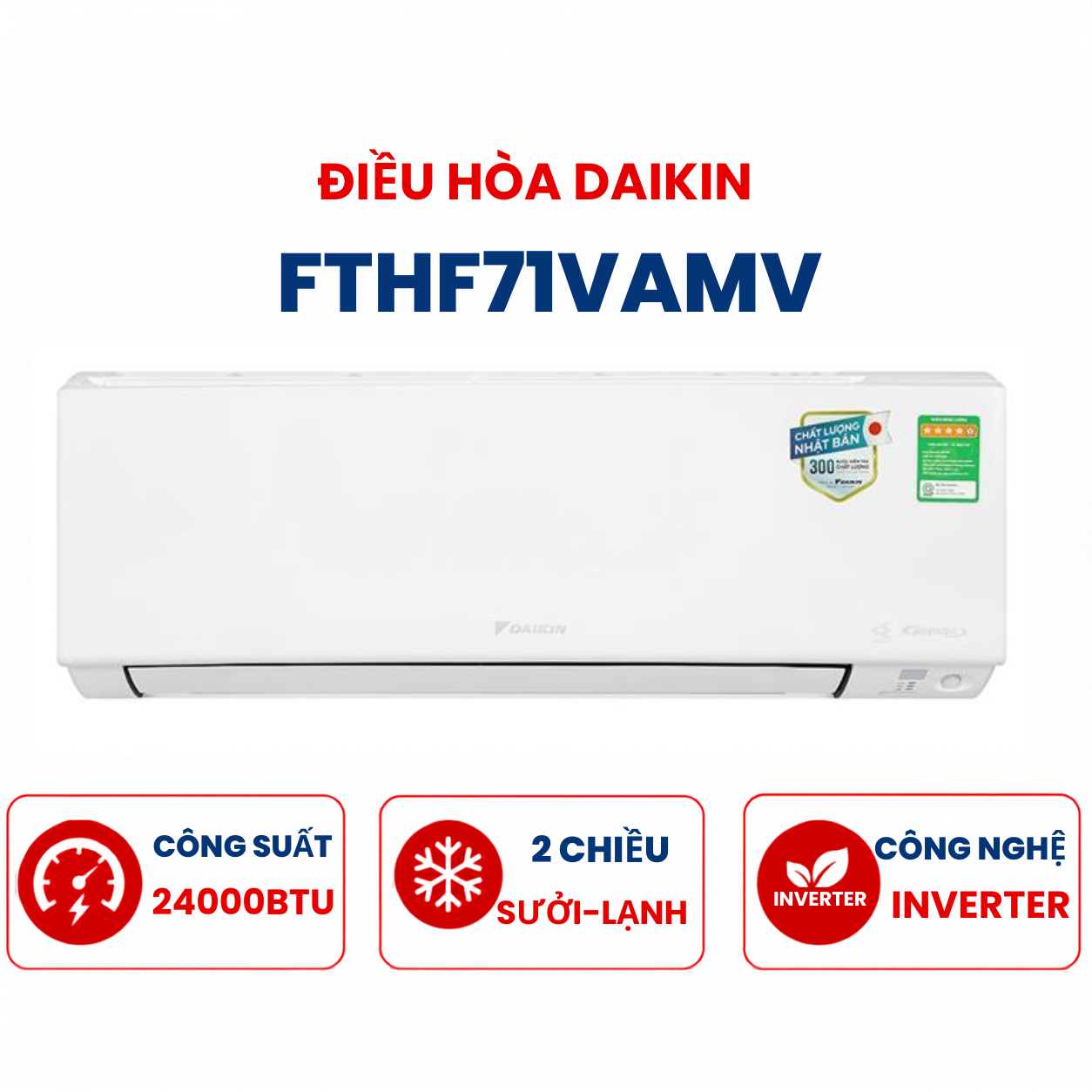 Điều hòa Daikin 2 chiều 24000Btu Inverter FTHF71VAMV