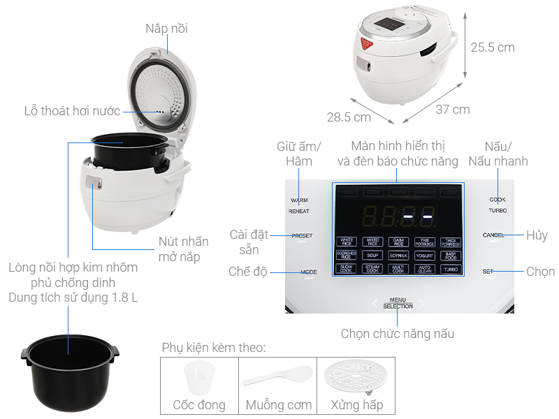 Nồi cơm điện tử Cuckoo CR-1020F/WHWHVN 1.8 lít