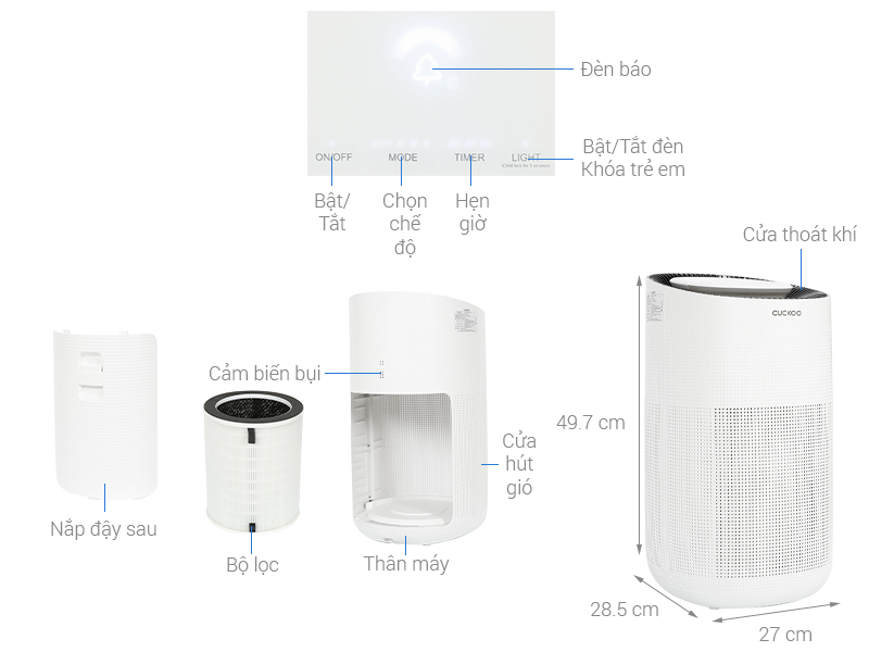 Máy lọc không khí Cuckoo CAC-J1510FW/WHCKV 45m2