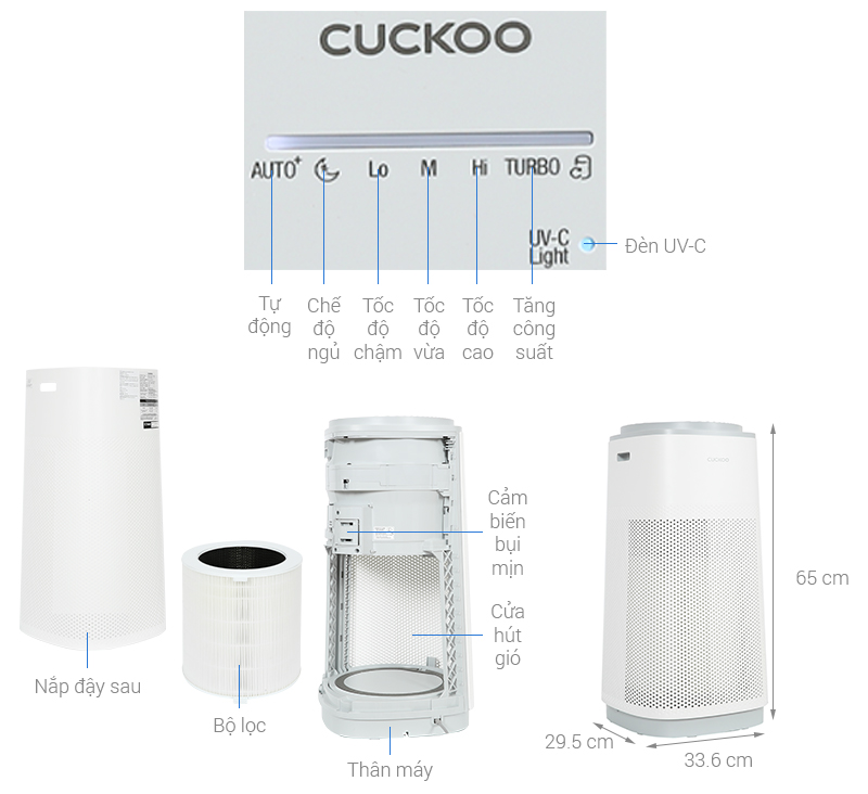 Máy lọc không khí Cuckoo CAC-K1910FW/WHCKV phòng 67m2