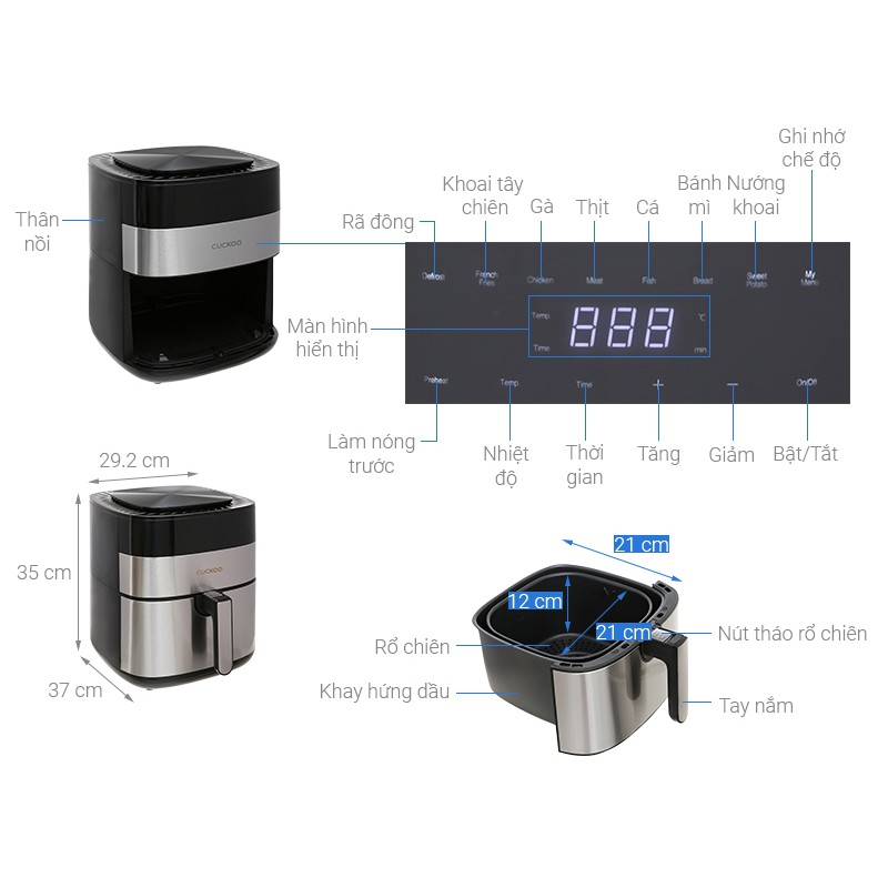 Nồi chiên không dầu Cuckoo CAF-G0510T/BKVNCV 5.5 lít