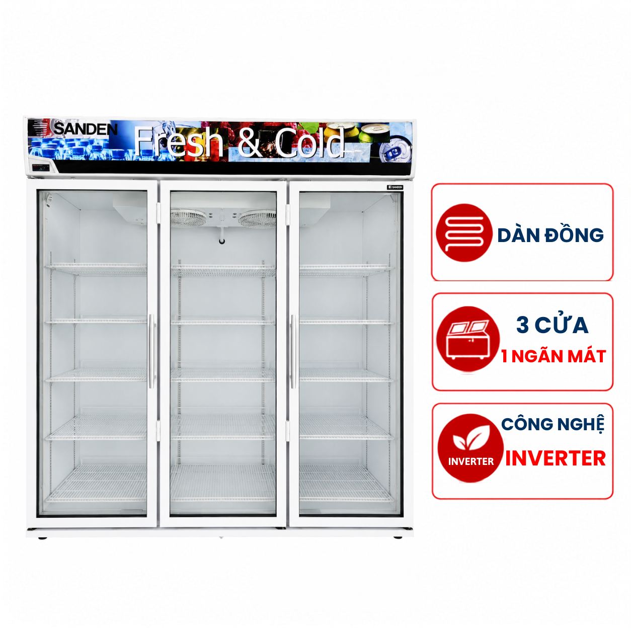 Tủ mát Sanden 3 cánh inverter OEM-1805I, 1600 lít