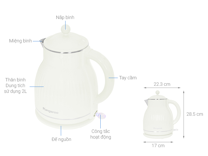 Ấm siêu tốc Kangaroo KGWK20L1G 2 lít
