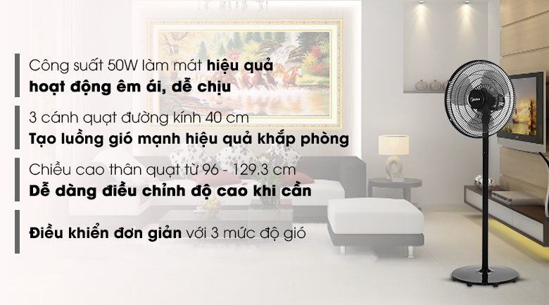Quạt cây Midea FS40-18CB 3 cánh 50W