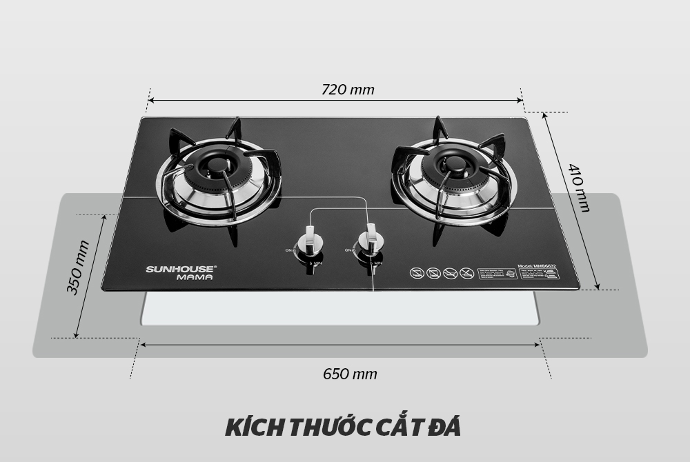 Bếp ga âm kính Sunhouse MMB6632