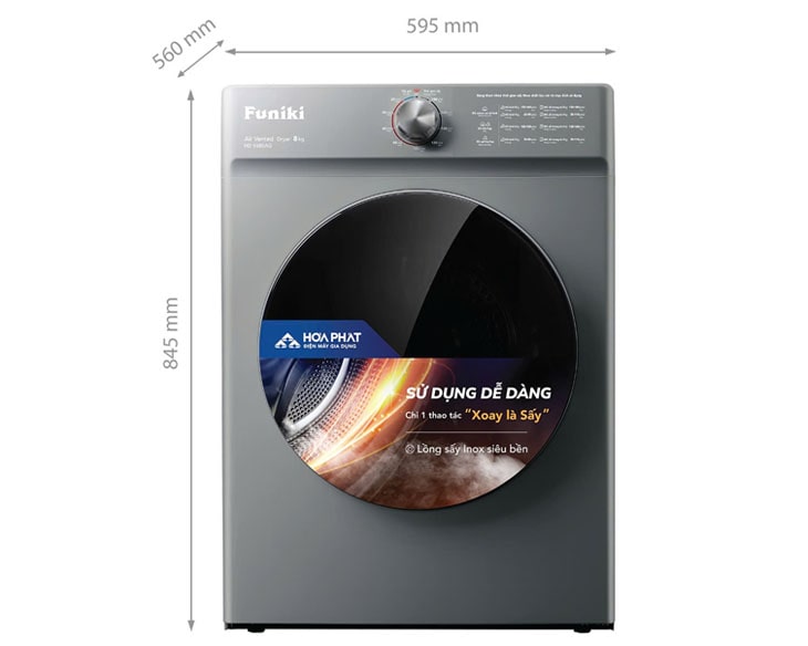 Máy sấy Funiki HD V680AG 8kg dòng thông hơi