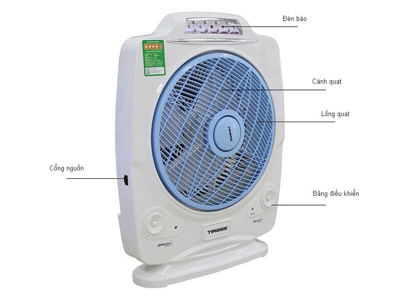 Quạt tích điện Tiross TS917-đèn LED