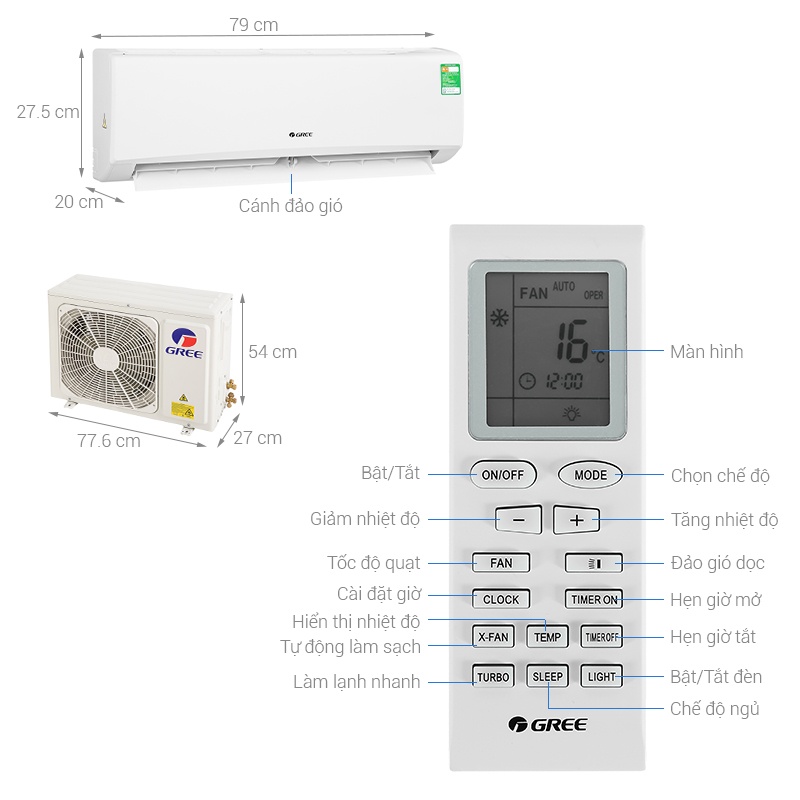 Điều hòa Gree 2 chiều 12.000Btu GWH12KC-K6N0C4