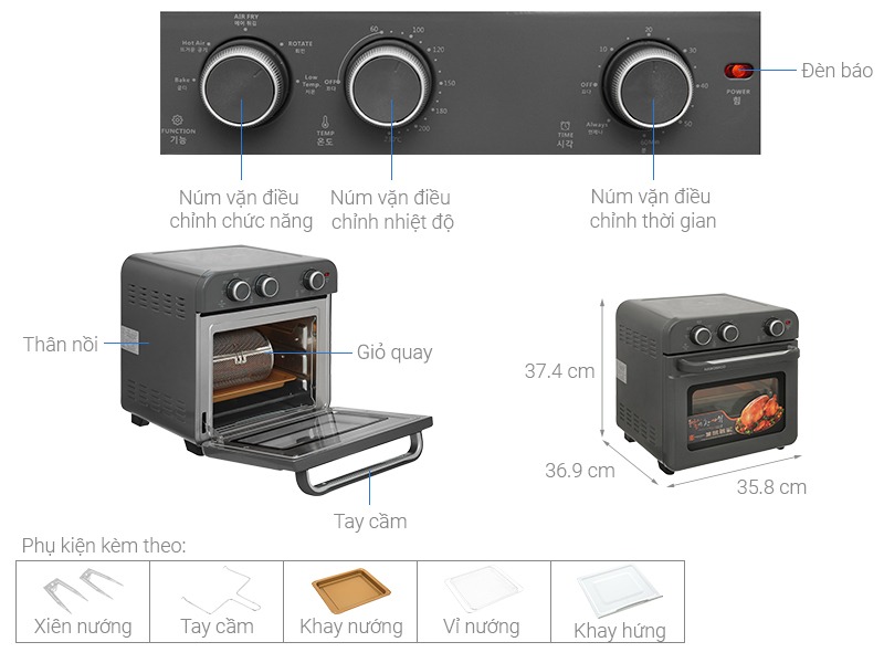 Nồi chiên không dầu Hawonkoo AFH-180-GR 18 lít