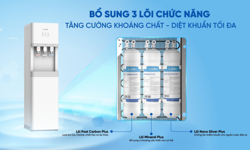 Cây nước nóng lạnh Karofi HCV209 3 vòi nóng lạnh nguội