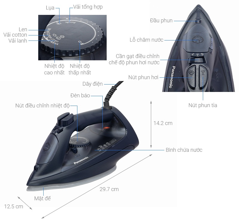Bàn là  hơi nước Panasonic NI-U800ARA 2600W