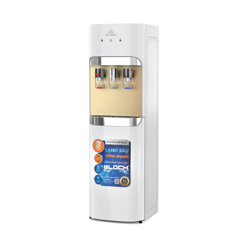 Máy lọc nước RO Hòa Phát HPN683 10 cấp lọc nóng nguội lạnh block 3 vòi