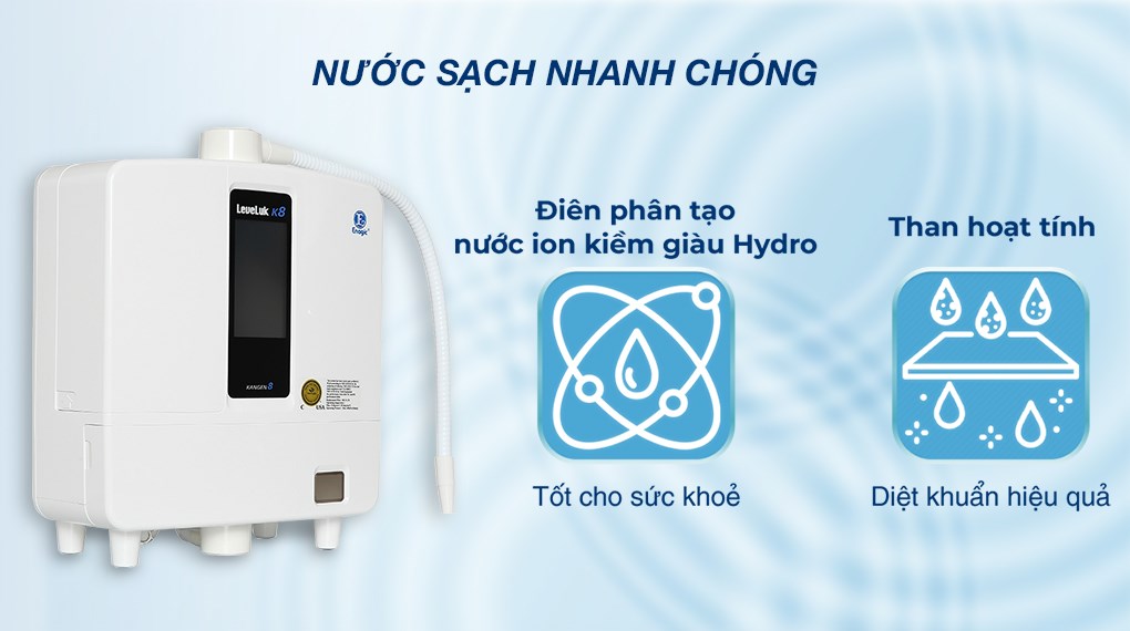 Máy lọc nước ion kiềm Kangen LeveLuk K8 8 tấm điện cực