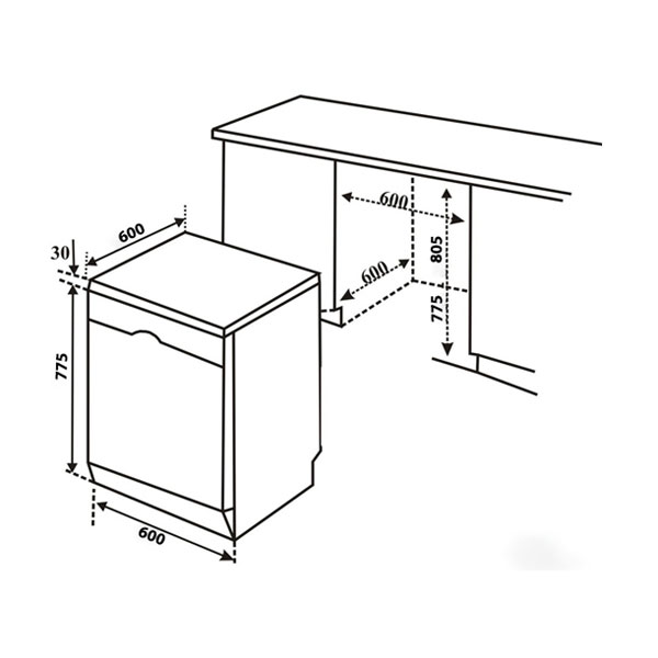 Máy rửa bát Kocher KDEU-8828SEMI 13 bộ màu đen