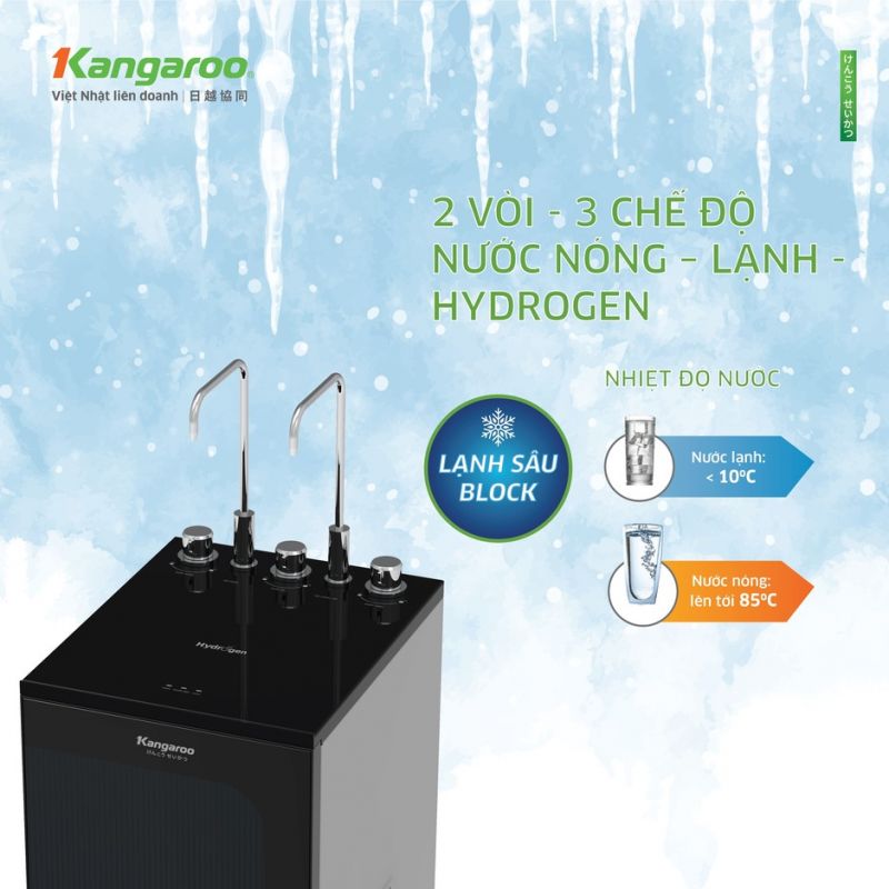 Máy lọc nước RO Kangaroo KG10A16  10 cấp lọc nóng nguội lạnh block 2 vòi