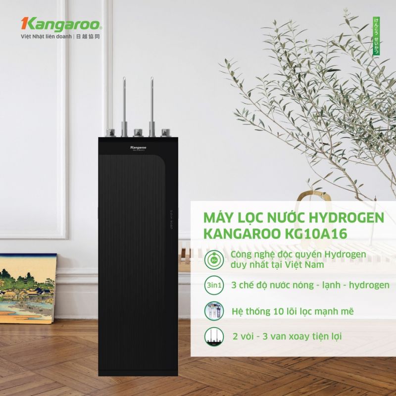 Máy lọc nước RO Kangaroo KG10A16  10 cấp lọc nóng nguội lạnh block 2 vòi