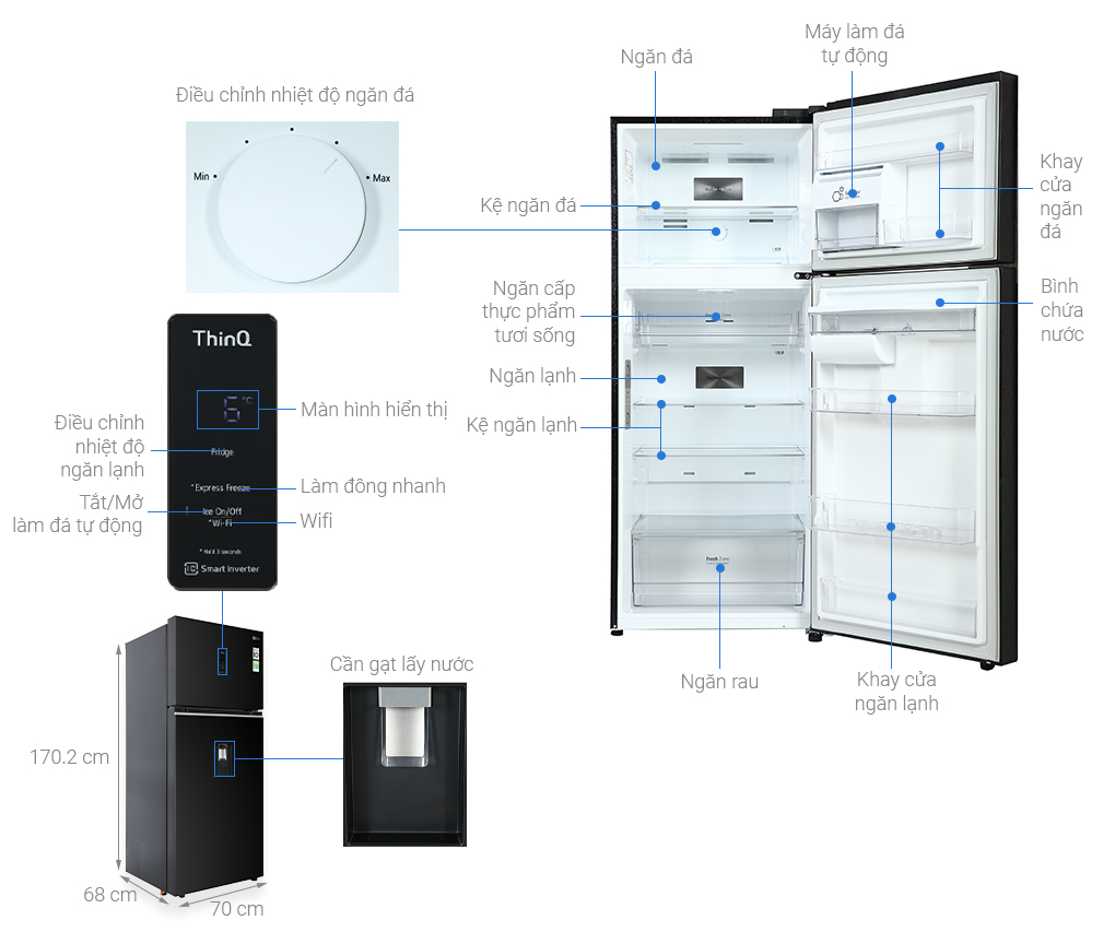 Tủ lạnh LG GN-D372BLA Inverter 374 lít