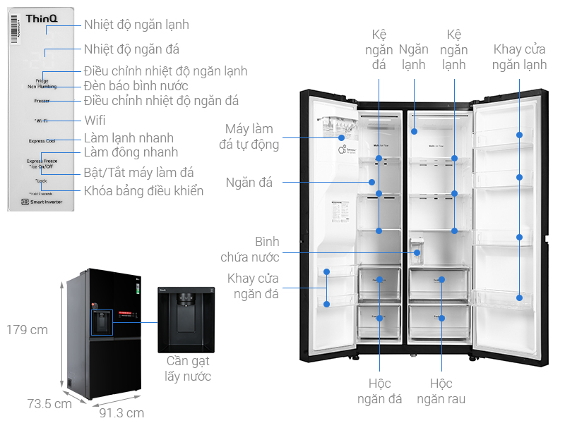 Tủ lạnh LG GR-D257WB Inverter 635 lít