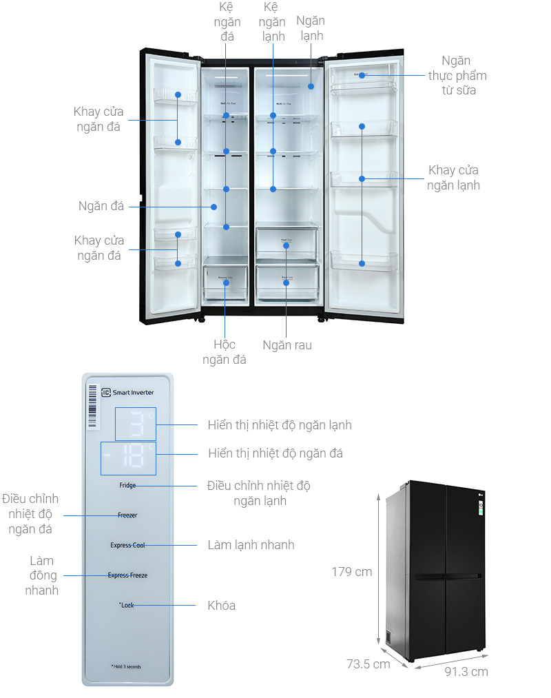 Tủ lạnh LG GR-B257WB Inverter 649 lít