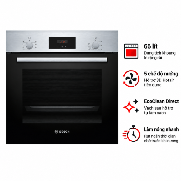 Lò nướng âm Bosch HMH.HBF133BS0A 66 lít Seri2
