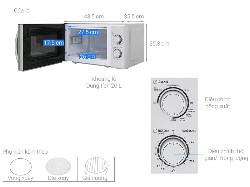 Lò vi sóng BLUESTONE MOB7716 có nướng 20L