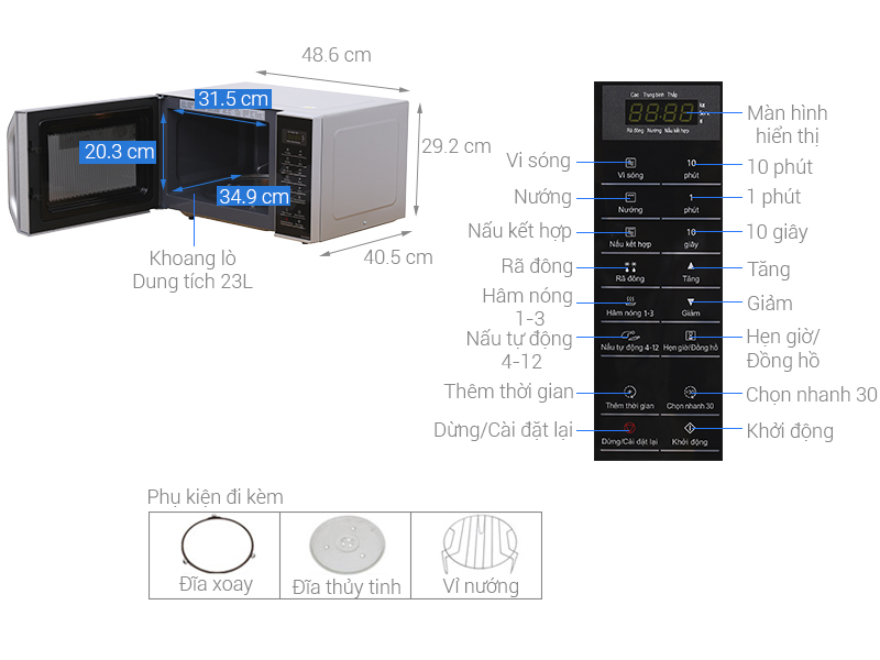 Lò vi sóng kết hợp nướng Panasonic 23 lít NNGT35HMYUE