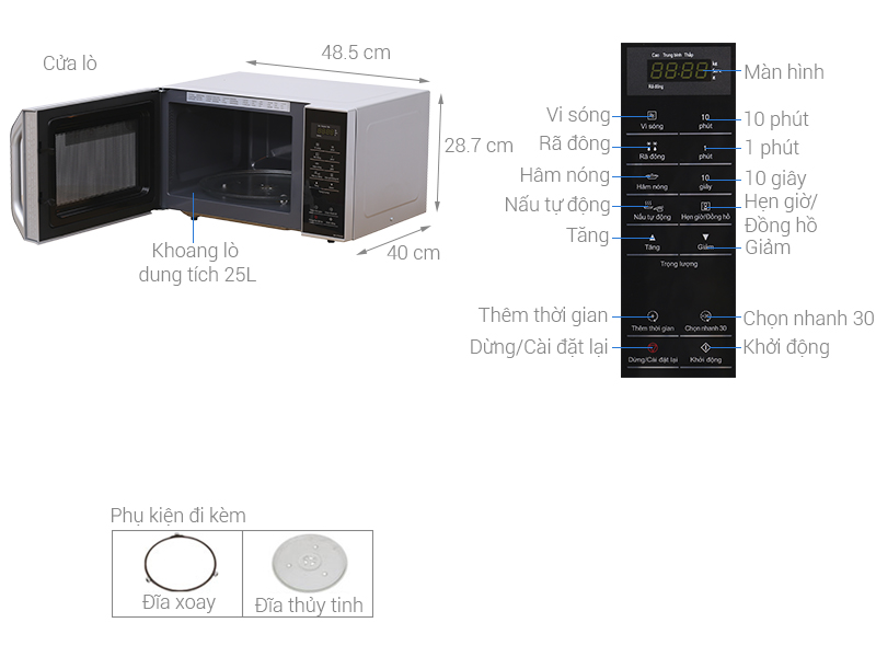 Lò vi sóng Panasonic NN-ST34HMYUE 25 lít không nướng