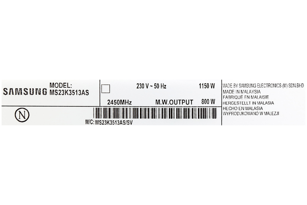 Lò vi sóng Samsung MS23K3513AS 23 lít không nướng