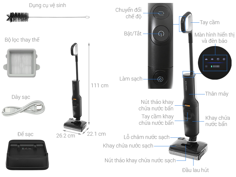 Máy hút bụi lau nhà Roborock F25, 20.000Pa, 4000mAh