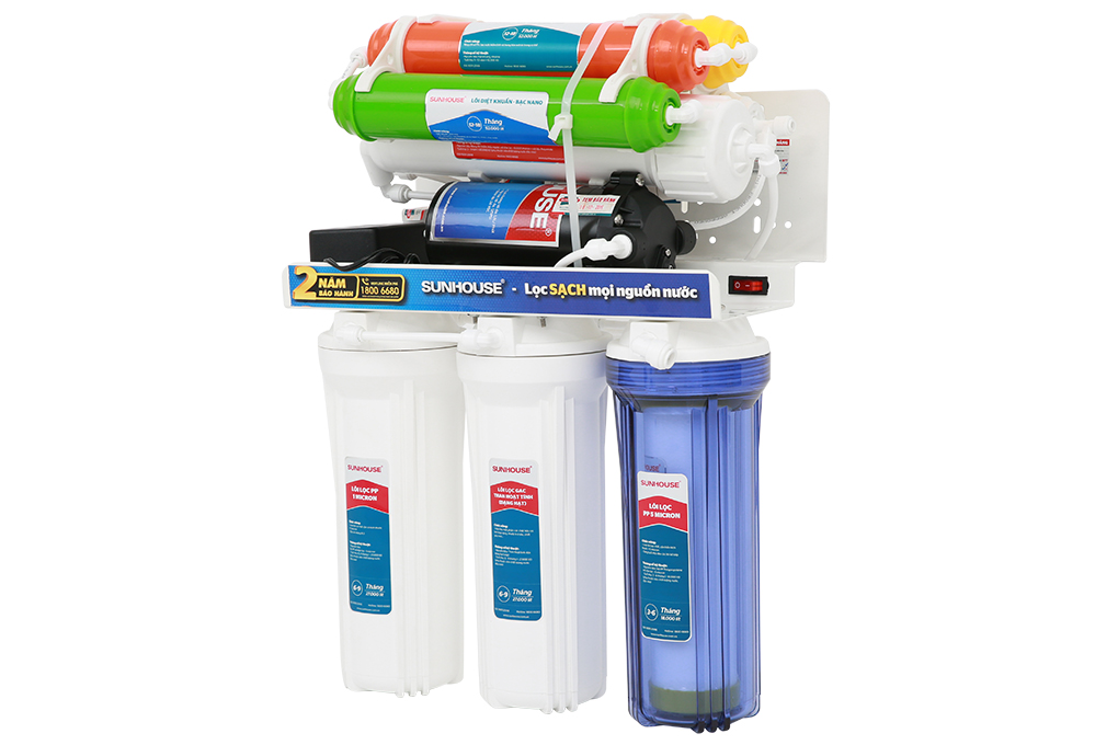 Máy lọc nước RO Sunhouse SHA8878KV 8 cấp lọc đặt gầm không vỏ