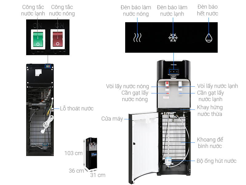 Cây nước nóng lạnh Toshiba RWF-W1669BV(K)