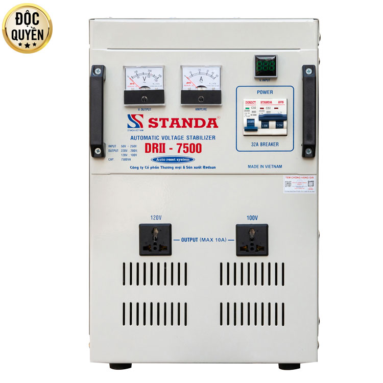 Ổn áp đa chức năng Standa DRII-7500 7,5KVA dải 50 - 250V
