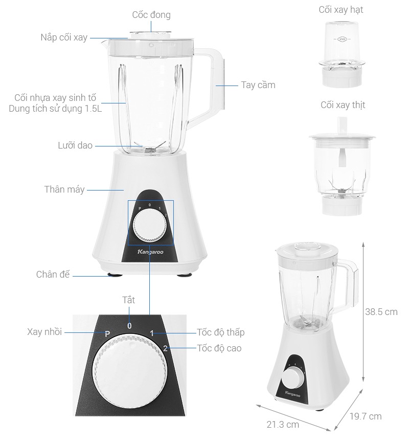 Máy xay sinh tố đa năng Kangaroo KGBL3P1