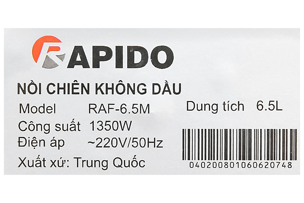 Nồi chiên không dầu Rapido RAF6.5M 6.5 lít