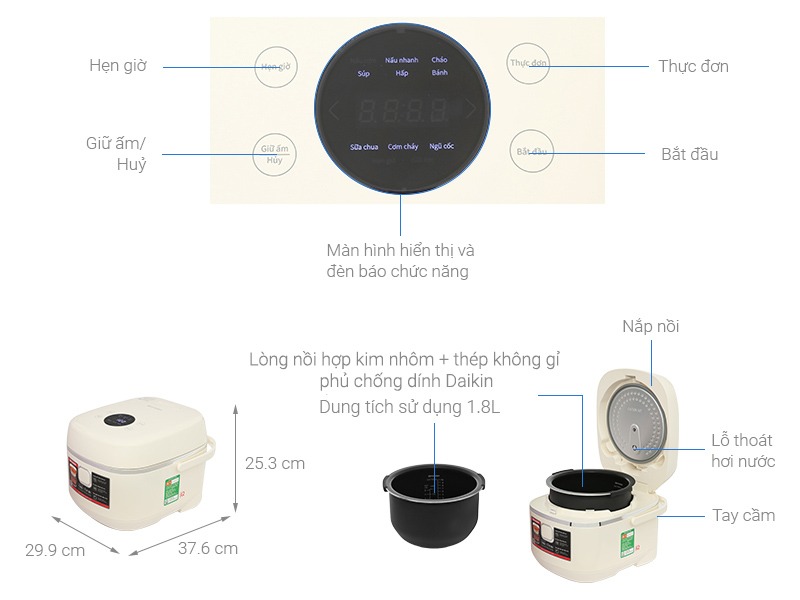 Nồi cơm cao tần Sharp 1.8 lít KS-IH18IX-WH