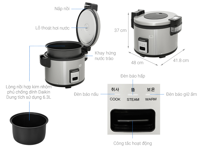Nồi cơm điện Cuckoo CR3555/BKSTVNCRCV 6.3 lít