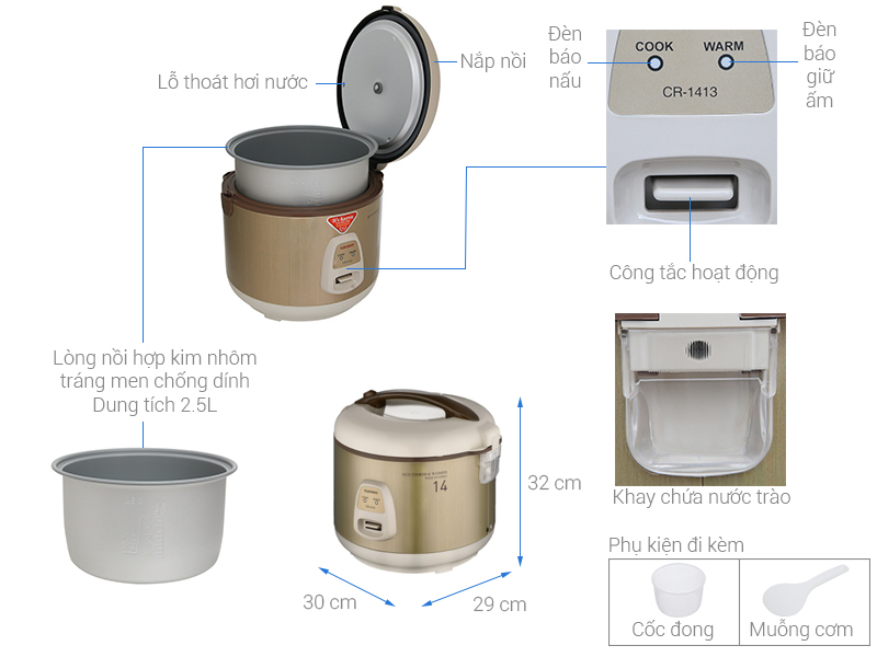 Nồi cơm điện Cuckoo CR-1413/GOIVVNCV 2.5 lít