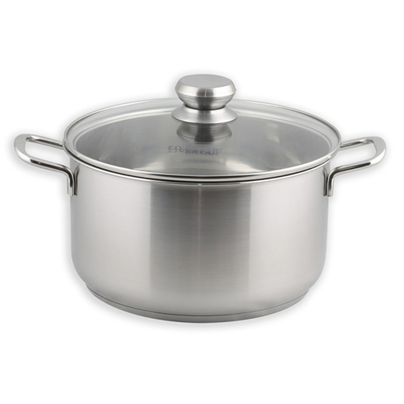 Nồi Fivestar inox 304 3 đáy Romannắp kính P20 FPN20003