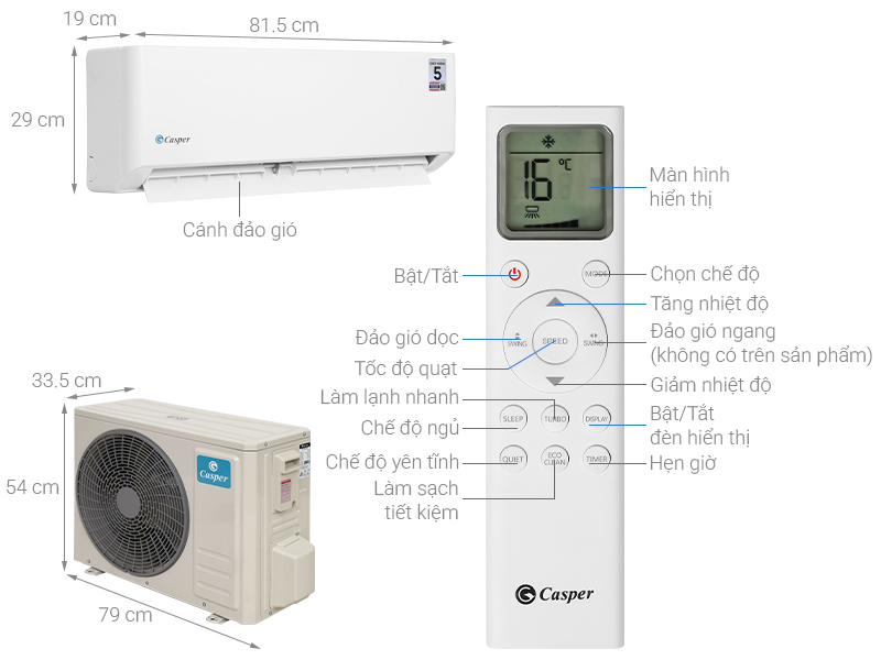 Điều hòa Casper 1 chiều R32 SC-12FB36A(I/O)