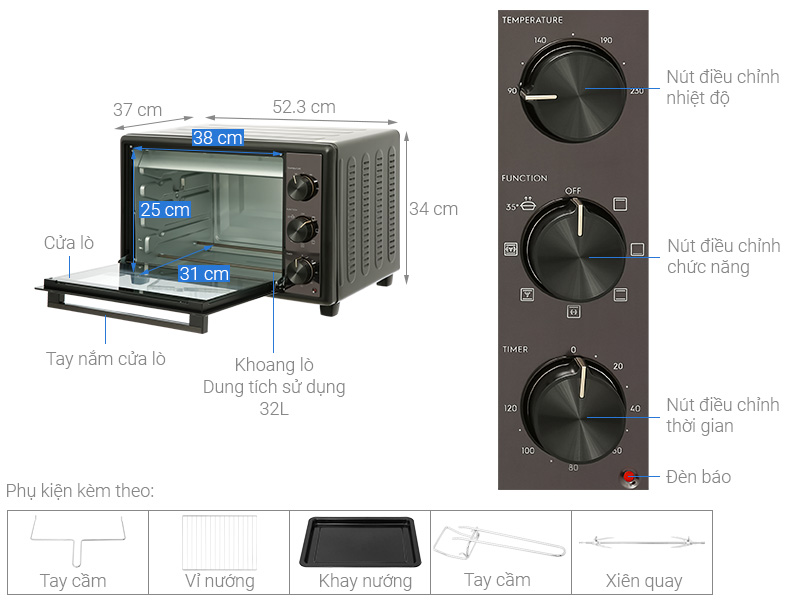 Lò nướng Electrolux EOT3218XG 32 lít