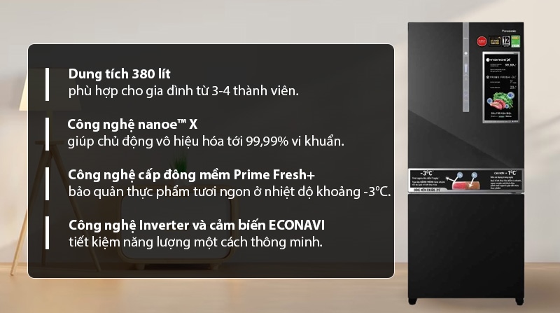 Tủ lạnh Panasonic NR-BX421XGKV Inverter 380 lít