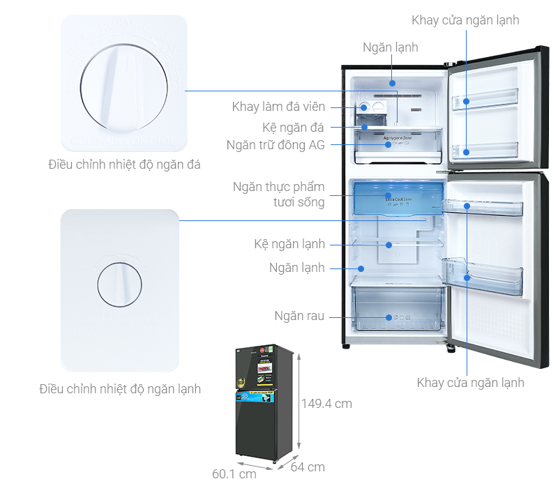 Tủ lạnh Panasonic NR-TV301VGMV Inverter 268 lít