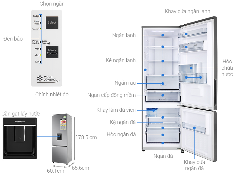 Tủ lạnh Panasonic NR-BV360WSVN Inverter 322lít 2020