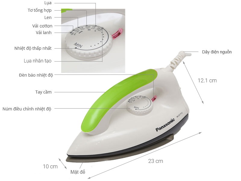 Bàn là khô Panasonic NI-317TXRA màu trắng xanh