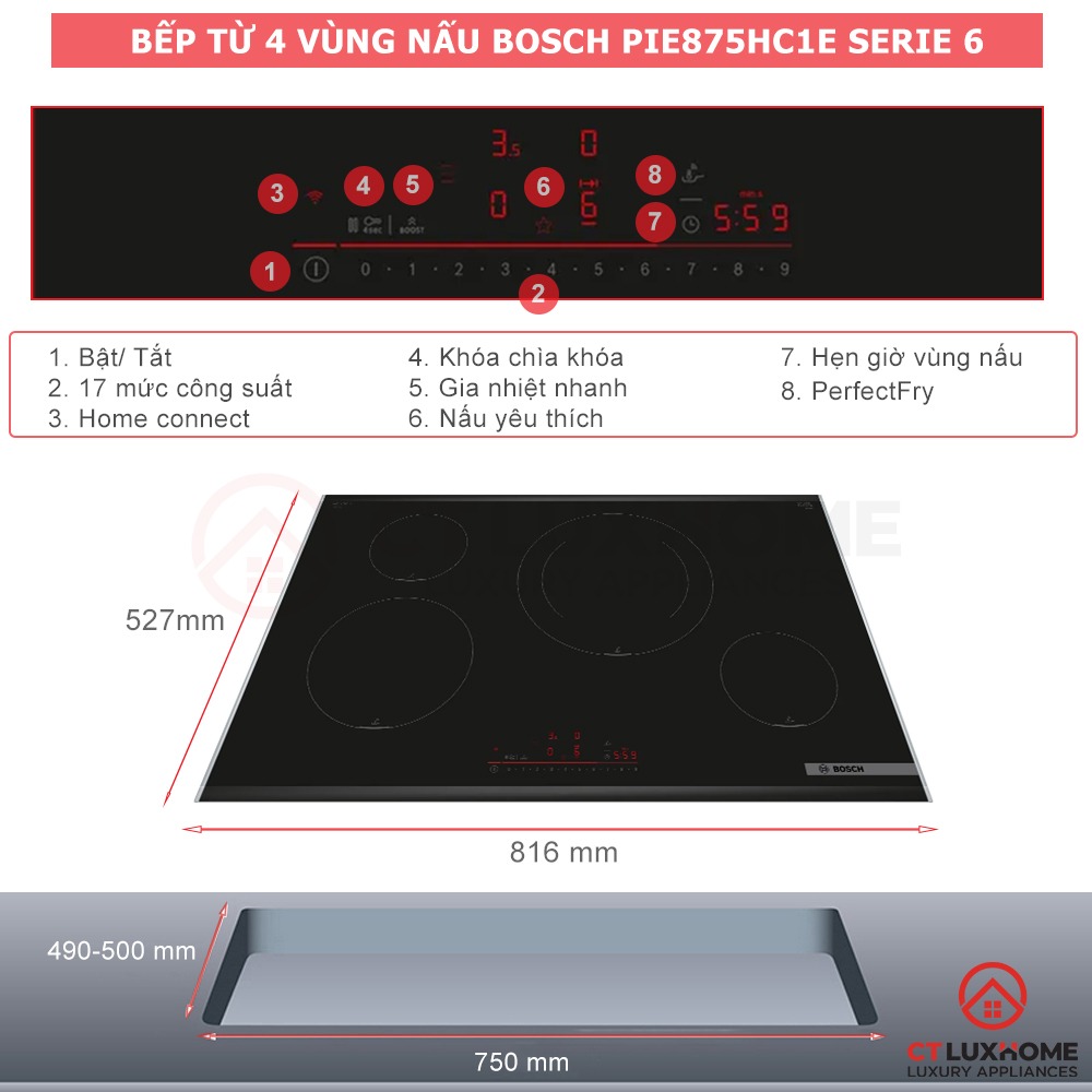 BẾP TỪ 4 VÙNG NẤU BOSCH PIE875HC1E SERIE 6