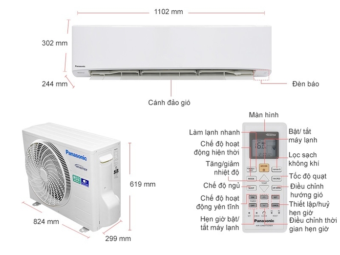 Máy lạnh Panasonic Inverter 2 Hp CU/CS-PU18UKH-8