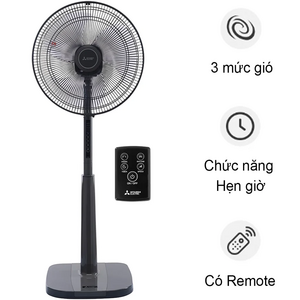 Quạt cây Mitsubishi LV16S-RA CY-GY 3 cánh 47W màu xám đậm có điều khiển từ xa